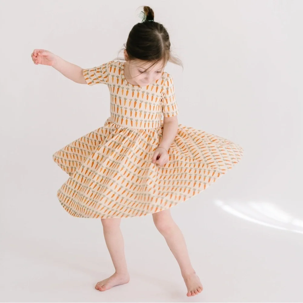 Charming Carrot Print Kids Dress